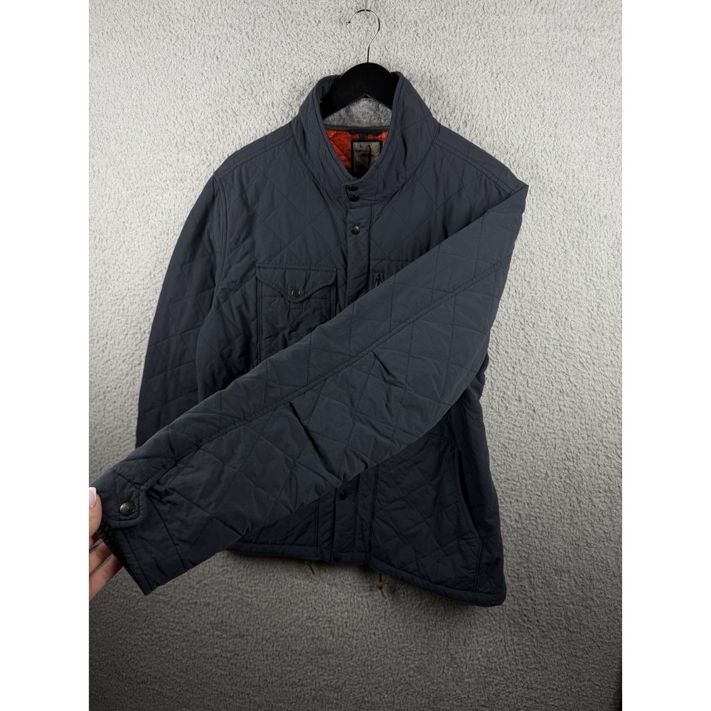 Relwen Quilted Insulated Tanker Snap Zip Up Jacket Size L Charcoal Blue/Orange - Picture 6 of 11